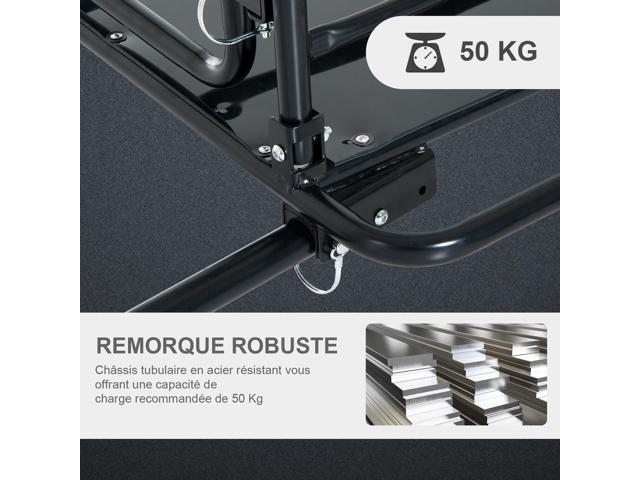 Aosom Wanderer Folding Bicycle Bike Cargo Storage Cart and Luggage Trailer with Hitch - Black