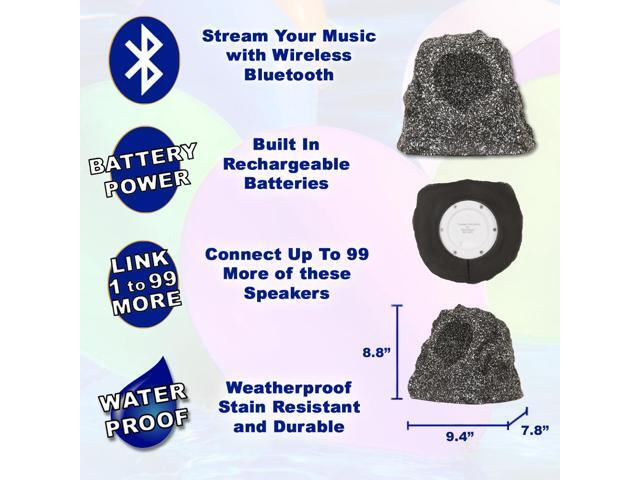 Theater Solutions B41GG Fully Wireless 120 Watt Rechargeable Battery Bluetooth Rock Speaker Pair Granite Link Up To 99 Speakers Wirelessly - image 2