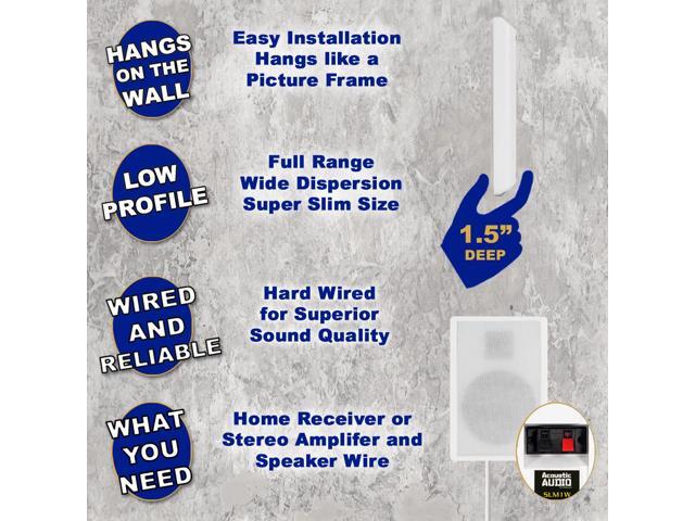 Acoustic Audio SLM1W Mountable On Wall Slim Speakers Home Theater Wired Pair Pack - image 2
