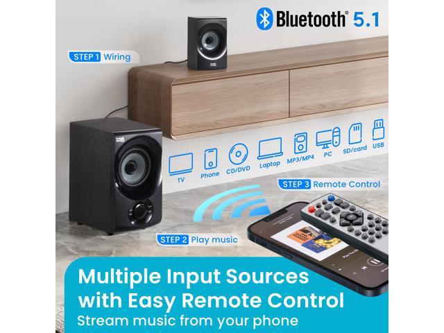 Acoustic Audio AA5172 700W Bluetooth Home Theater 5.1 Speaker System with FM Tuner USB SD Card Remote Control Powered Sub (6 Speakers 5.1 Channels Black with Gray) - image 4