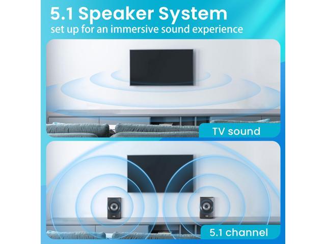 Acoustic Audio AA5172 700W Bluetooth Home Theater 5.1 Speaker System with FM Tuner USB SD Card Remote Control Powered Sub (6 Speakers 5.1 Channels Black with Gray) - image 3