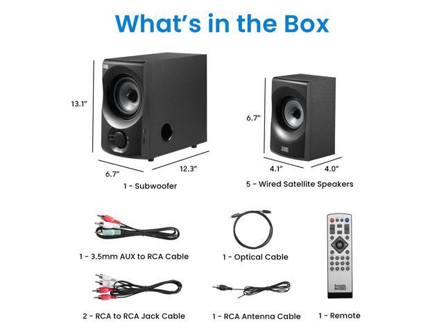 Acoustic Audio AA5172 700W Bluetooth Home Theater 5.1 Speaker System with FM Tuner USB SD Card Remote Control Powered Sub (6 Speakers 5.1 Channels Black with Gray) - image 6