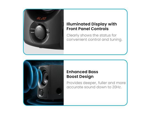 Acoustic Audio AA5172 700W Bluetooth Home Theater 5.1 Speaker System with FM Tuner USB SD Card Remote Control Powered Sub (6 Speakers 5.1 Channels Black with Gray) - image 7