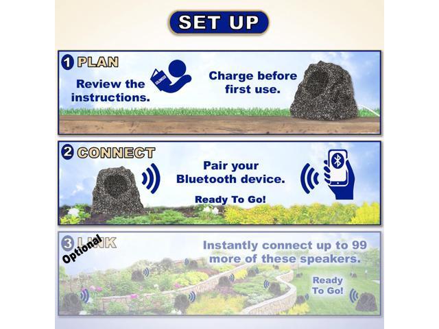 Theater Solutions B61GG Fully Wireless 100 Watt Rechargeable Battery Bluetooth 6.5 Rock Speaker Granite Grey Link Up To 99 Speakers Wirelessly - image 3