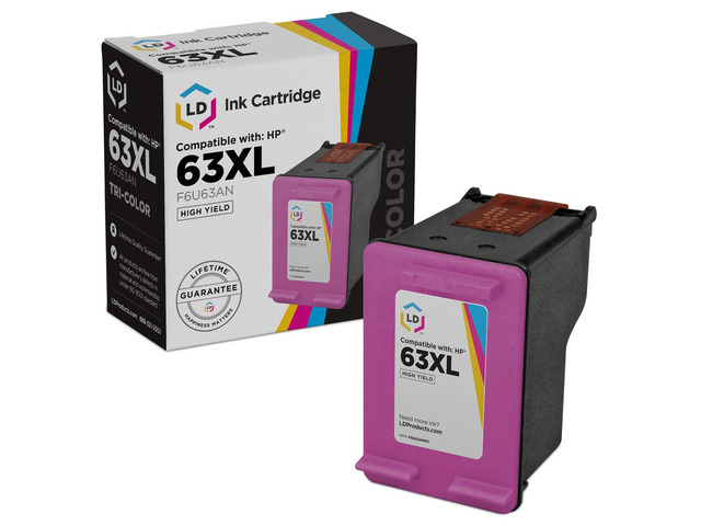 LD Remanufactured Replacement for Hewlett Packard F6U63AN / HP 63XL HY Color Ink Cartridge for HP ENVY 5640, 5642, 5643, 5644, 5646, 5660, 7645,...