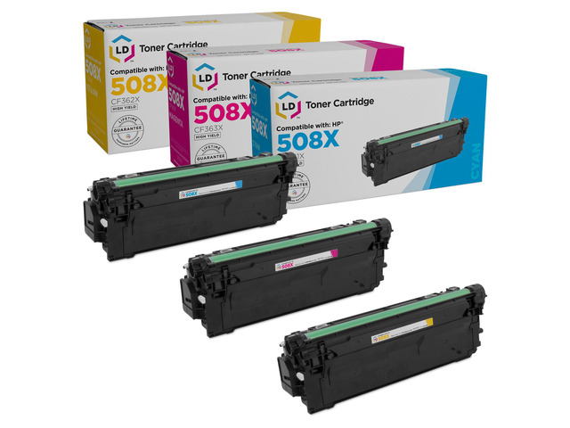 LD Compatible Replacements for HP 508X Set of 3 Toner Cartridges: 1 CF361X Cyan, 1 CF363X Magenta, and 1 CF362X Yellow for Color LaserJet...