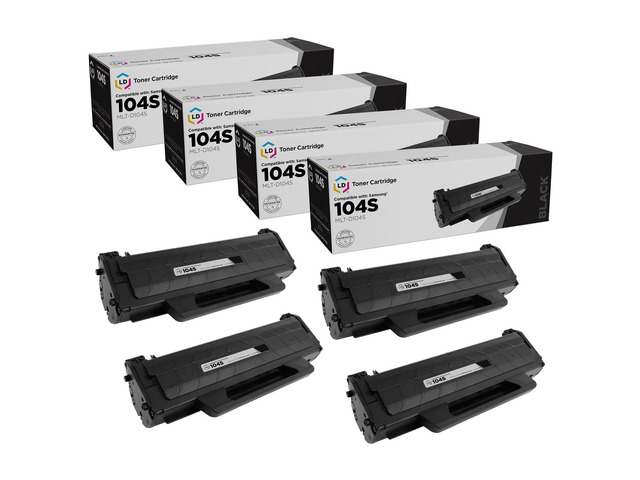LD Set of 4 Black Cartridges for the Samsung MLT-D104S for use in the ML-1665 Printers for ML-1665, ML-1661, ML-1666, ML-1667, ML-1675 and...