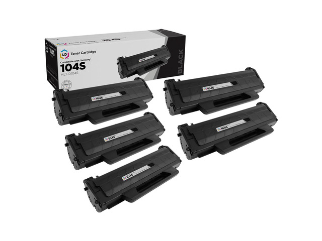 LD Set of 5 Black Cartridges for the Samsung MLT-D104S for use in the ML-1665 Printers for ML-1665, ML-1661, ML-1666, ML-1667, ML-1675 and...
