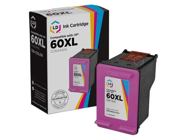 LD Remanufactured Replacement Ink Cartridges for Hewlett Packard CC644WN HP 60XL / 60 High-Yield Tri-Color (4 Pack)