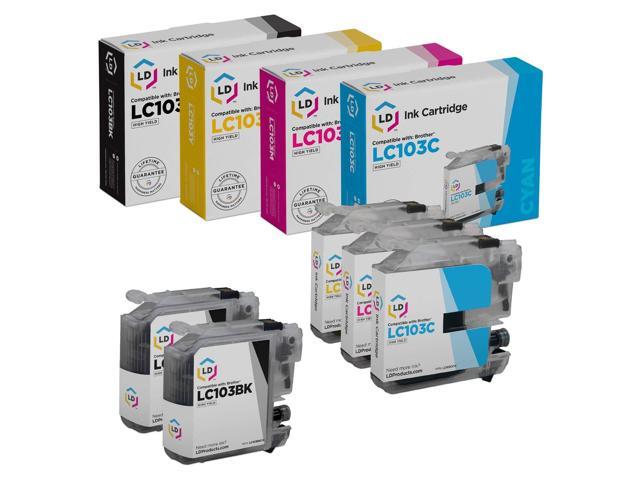 LD Compatible Brother LC103 Set of 5 HY Cartridges: 2 Black, 1 Cyan, 1 Magenta & 1 Yellow for DCP-J152W, MFC-J245, MFC-J285DW, MFC-J450DW,...