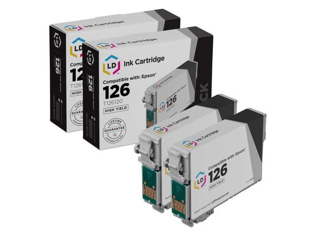 LD Products Replacement for Epson 126 Ink Cartridges T126120 T126 High Yield (Black, 2-Pack) for use in Workforce 435 520 635 645 WF-3520 WF-3530.