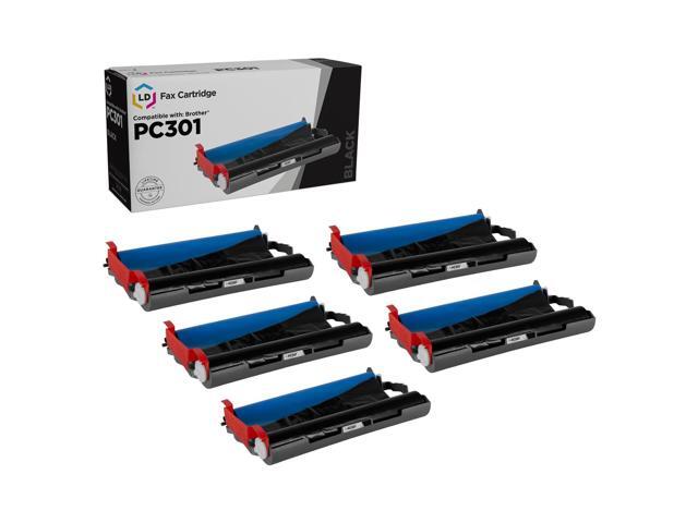 LD Compatible Replacements for Brother PC301 Set of 5 Fax Cartridges With Roll for use in Brother FAX 885MC, Intellifax 750, 770, 775, 870MC,...
