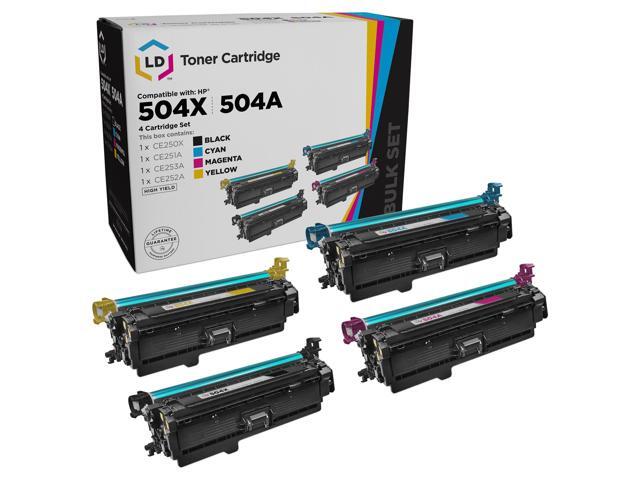 LD Products Remanufactured Toner Cartridge Replacement for HP 504X & 504A (Black, Cyan, Magenta, Yellow, 4-Pack)