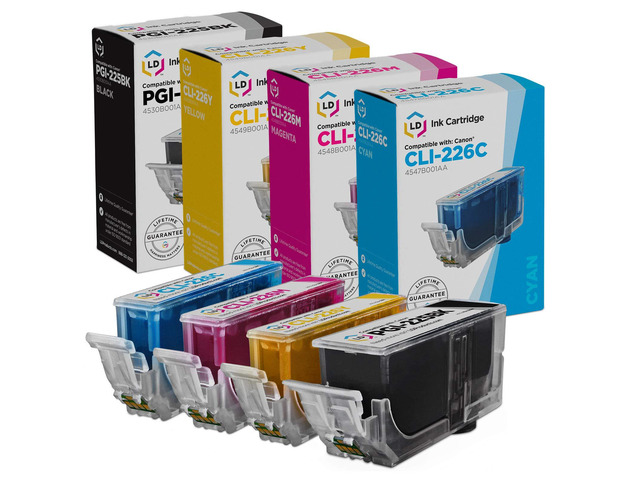 LD Products Compatible Ink Cartridge Replacements for Canon PGI-225 & CLI-226 (1 Pigment Black, 1 Cyan, 1 Magenta, 1 Yellow, 4-Pack)