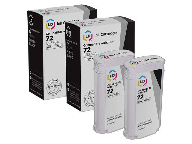 LD Products Replacement for HP 72 Ink Cartridge C9370A High Yield (Photo Black, 2-Pack)