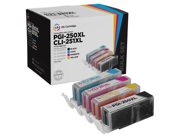 LD Products Compatible Ink Cartridge Replacement for Canon PGI-250XL & CLI-251XL High Yield (1 Pigment Black, 1 Cyan, 1 Magenta, 1 Yellow, 4-Pack)