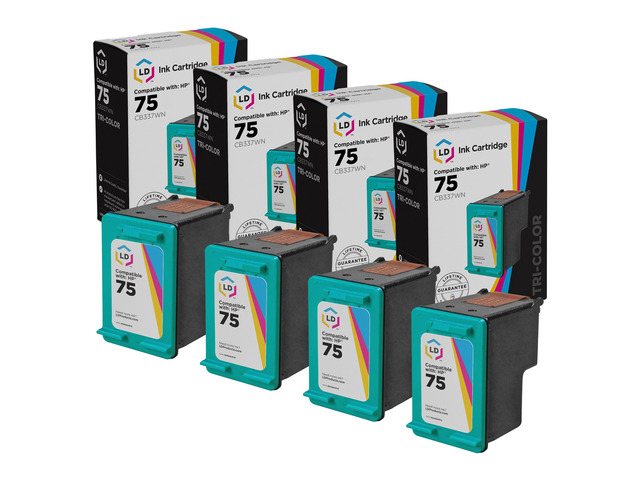 LD Products Remanufactured Ink Cartridge Compatible with HP 75 CB337WN (Color, 4-Pack)