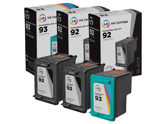 LD Products Remanufactured Ink Cartridge Replacements for HP 92 & HP 93 (2 Black, 1 Color, 3-Pack)