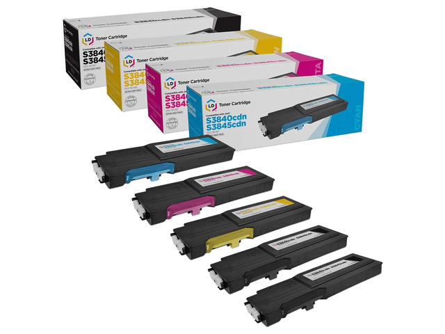 LD Products Compatible Toner Cartridge Replacement for Dell Color Laser S3840cdn & S3845cdn Extra High Yield (2 Black, 1 Cyan, 1 Magenta, 1 Yellow,...