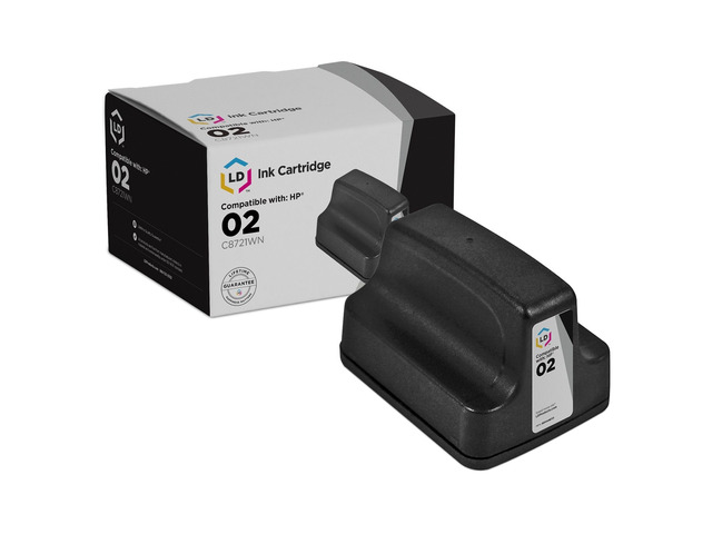 LD Products Replacement for HP 02 Ink Cartridges C8721WN (Black, Single-Pack) for PhotoSmart C5180 C6180 C6280 C7250 C7280 C8180