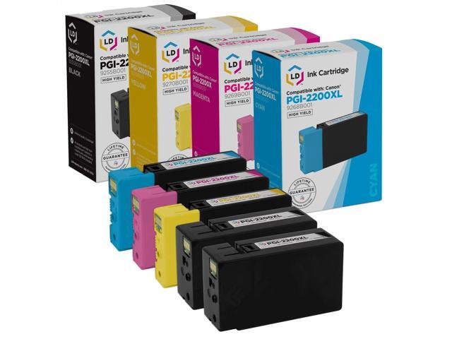 LD Compatible Ink Cartridge Replacement for Canon PGI-2200XL High Yield (2 Black, 1 Cyan, 1 Magenta, 1 Yellow, 5-Pack) Compatible with Canon MAXIFY...