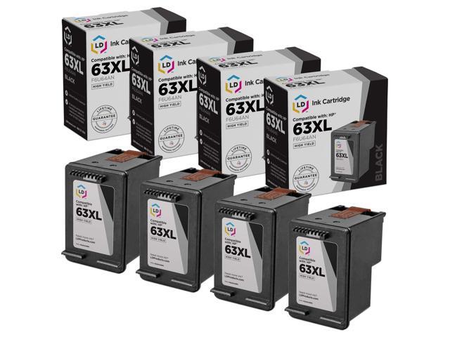 LD Remanufactured Replacements for HP F6U64AN / 63XL Set of 2 HY Black Ink Cartridges for HP Deskjet 1110, 2130, 3630, ENVY 4520, 5540, &...