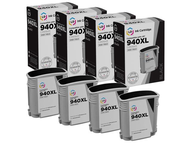 LD Products Remanufactured Ink Cartridge Replacement for HP 940XL C4906AN High Yield (Black, 4-Pack)