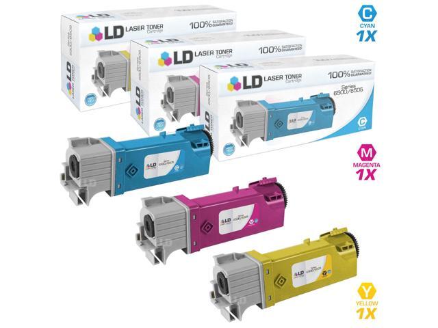 ld compatible xerox phaser 6500 set of 3 high yield toner cartridges: 106r01594 cyan, 106r01595 magenta and 106r01596 yellow for 6500, 6500/dn,...