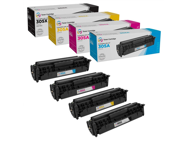 LD Products Toner Cartridge Printer Replacements for HP 305A & 305X High Yield (CE411A Black, CE411A Cyan, CE413A Magenta, CE412A Yellow, 4-Pack)
