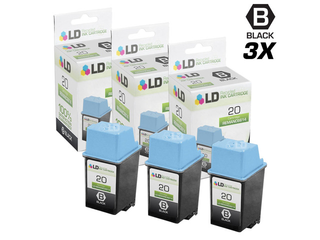 LD Remanufactured Replacements for Hewlett Packard C6614DN (HP 20) Set of 3 Black Inkjet Cartridges for use in HP Apollo, Deskjet, & FAX Printers