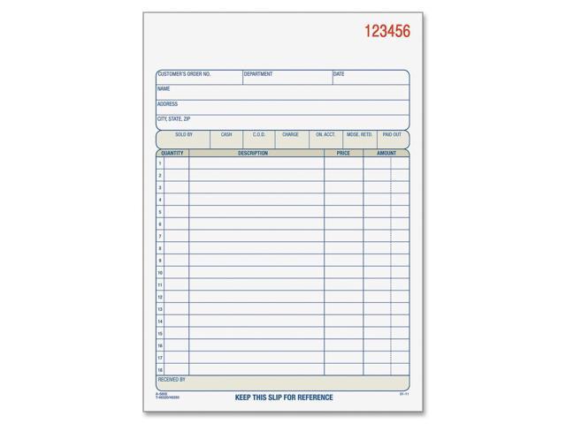 Adams Carbonless Sales Order Books - 50 Sheet(s) - 3 Part - Carbonless - 8.43' x 5.56' Sheet Size - Assorted - 1Each