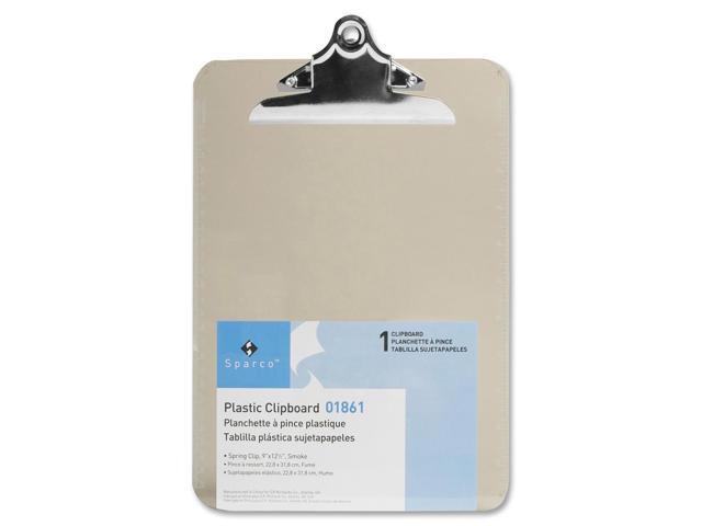 Business Source Clipboard Plastic w/Spring Clip Ruler 9'x12' Smoke 01861