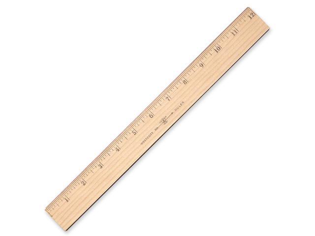 Westcott Wood Ruler Metric and 1/16' Scale with Single Metal Edge 30 cm 10375