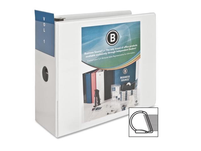 Business Source D-Ring Binder w/ Pockets 5' Capacity White 28445