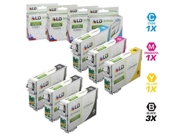 LD Remanufactured Replacement for Epson T069 Set of 6 Ink Cartridges Includes: 3 T069120 Black, 1 T069220 Cyan, 1 T069320 Magenta, and 1 T069420...