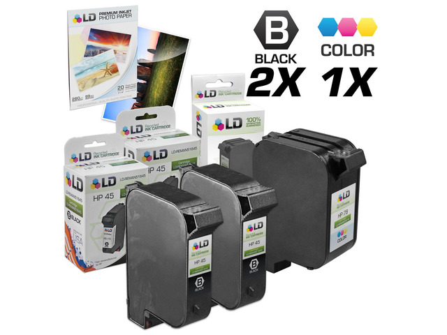 Recertified - LD Remanufactured Replacements Ink for HP 45/78 Combo Set - 2 Remanufactured HP 45/51645A and 1 Reman HP 78/ C6578DN + Free 20 Pack...