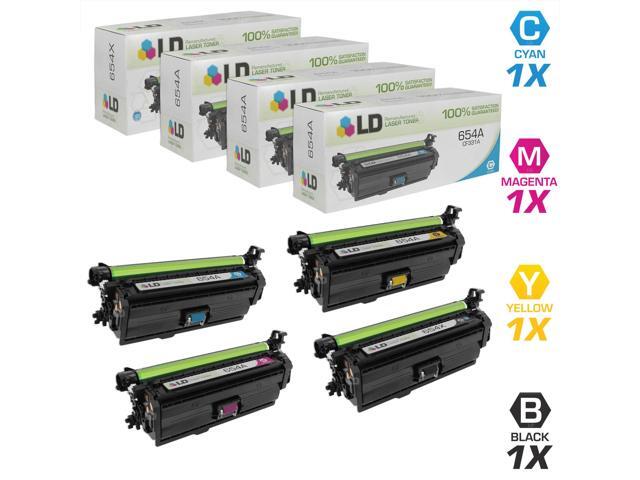 LD Remanufactured Replacements for Hewlett Packard 654X / 654A Set of 4 Laser Toner Cartridges Includes: 1 CF330X HY Black, 1 CF331A Cyan, 1...