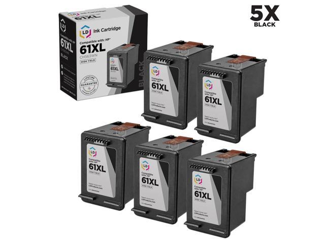LD Remanufactured Replacement Ink Cartridges for HP CH563WN HP 61XL / 61 High-Yield Black (5 Pack) for the HP ENVY 5530, 5531, HP DeskJet 3054,...