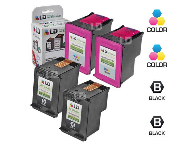 LD Remanufactured Ink Cartridge Replacements for HP CC640WN (HP 60) Black and HP CC643WN (HP 60) Color (2 Black and 2 Color)