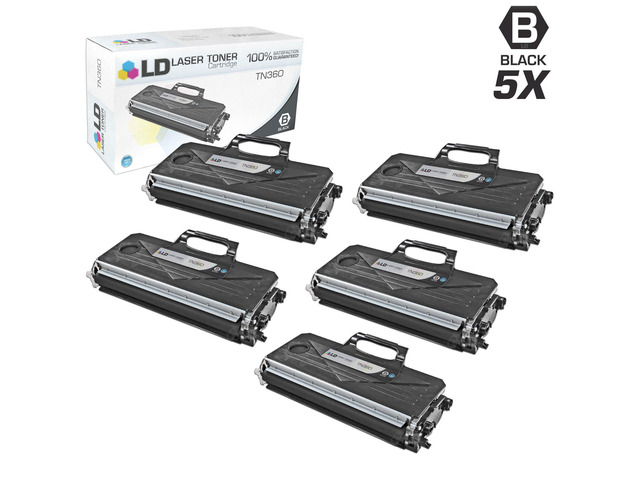 LD Compatible Brother TN360 (TN330) Set of 5 HY Black Cartridges for DCP-7030, DCP7-7040, DCP-7045N, HL-2140, HL-2150N, HL-2170W, MFC-7320,...