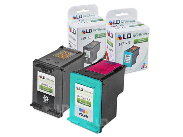 LD Remanufactured Ink Cartridge Replacements for HP CB335WN (HP 74) Black and HP CB337WN (HP 75) Color (1 Black and 1 Color)