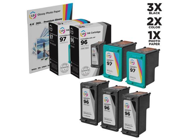 LD Compatible Ink Cartridge Replacements for HP C8767WN (HP 96) Black and HP C9363WN (HP 97) Color (3 Black and 2 Color) + Free 20 Pack of Brand...