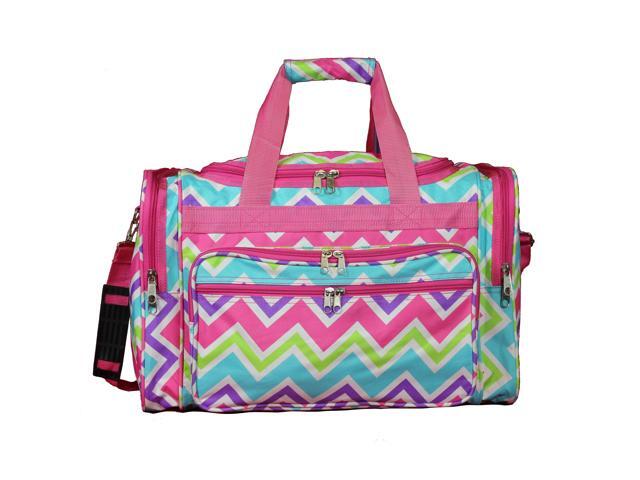 World Traveler Chevron 16-inch Carry-On Duffel Bag - Pink Trim Chevron Multi