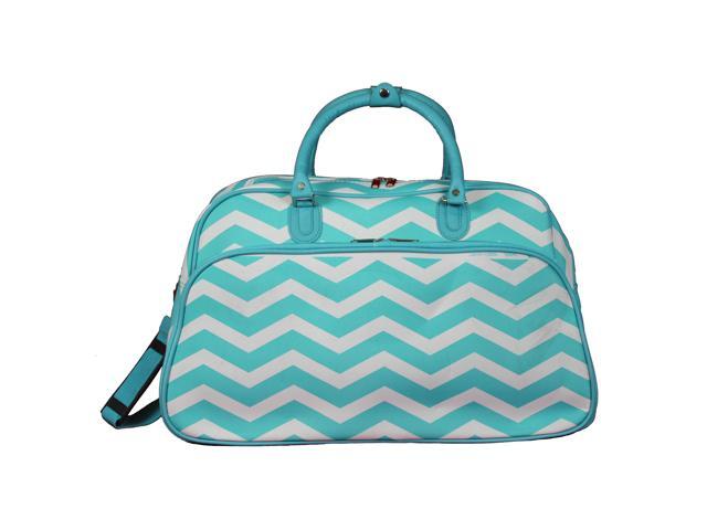 World Traveler Chevron 21-inch Carry-on Duffel Bag - Blue White Chevron