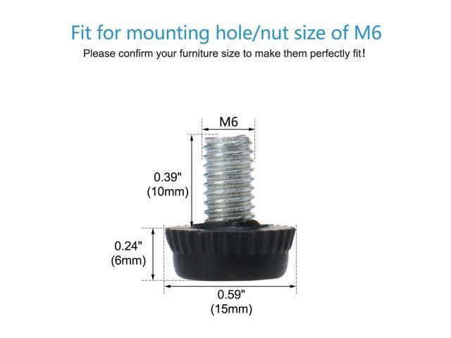 Adjustable Feet 20 x 20mm Square Tube Inserts Furniture Glide 4 Sets