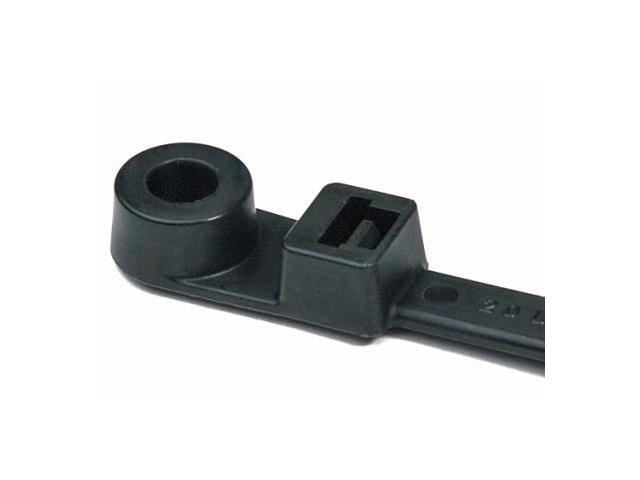 HellermannTyton - Cable Tie,Mount Hole,8' x 3/16',Black,50 lb./100pk