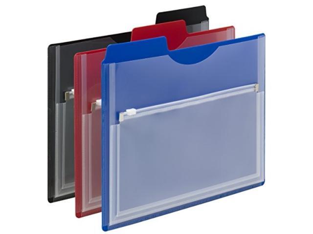 Smead Poly Project Organizer with Zip Pouch Assorted 3/Pack 89614