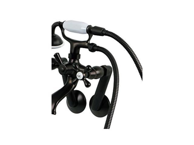 kingston brass ks269orb vintage wall mount clawfoot tub filler with hand shower, oil rubbed bronze