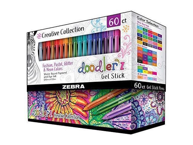 Zebra doodler'z Gel Pen Medium Point Assorted Inks 60/Pack (41960)
