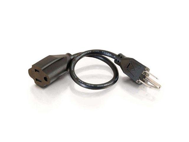 C2G 03115 18 AWG Outlet Saver Power Extension Cord - NEMA 5-15P to NEMA 5-15R, TAA Compliant, Black (6 Feet, 1.82 Meters)